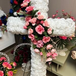 Cross with Pink Flowers