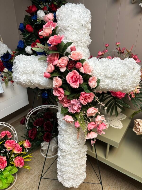 Cross with Pink Flowers